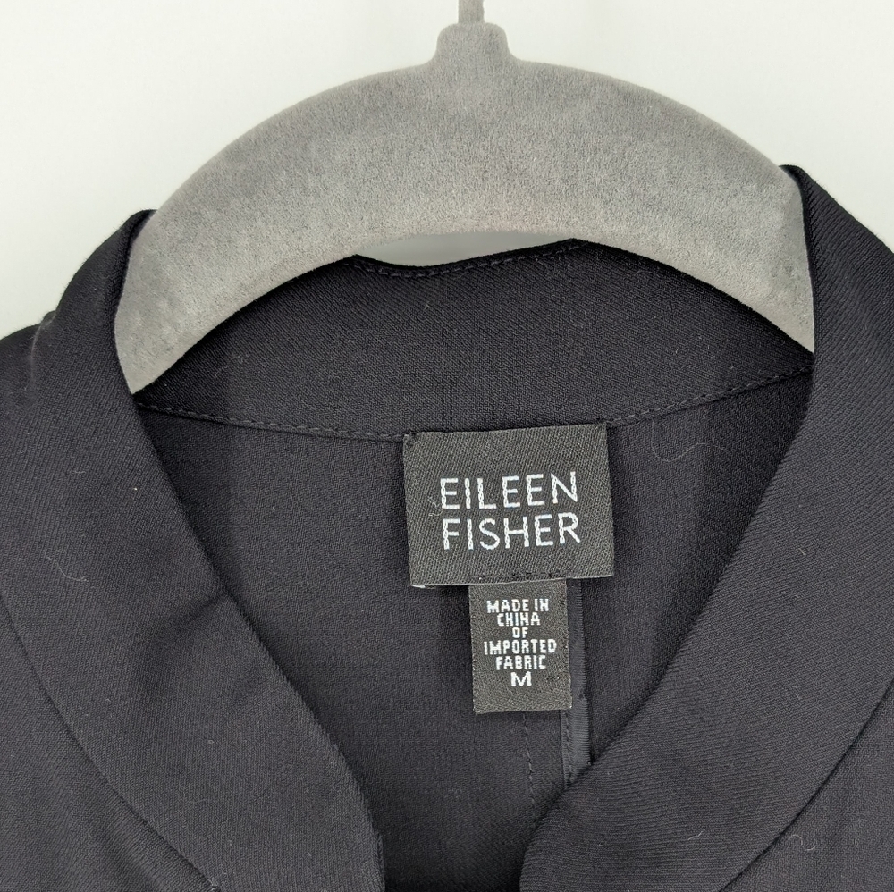 Eileen Fisher Jacket Tropical Viscose Wool Blend Black Size Medium System Office - Picture 5 of 6